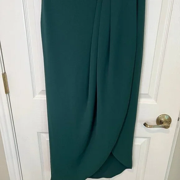 Lulus Dark Green Reinette Midi High Low Wrap Dress size Small Wedding Guest - Picture 5 of 10
